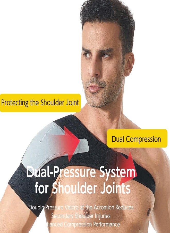 RUNZI Shoulder Stability Brace Adjustable Shoulder Support with Pressure Pad, Light Breathable Neoprene Rotator Cuff Shoulder Support for Sport, Dislocated AC Joint, Labrum Tear, Shoulder Pain-Grey - Image 5