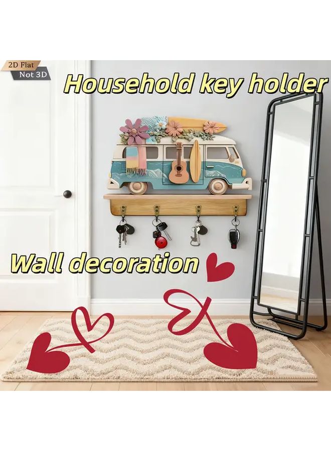 Multifunctional Home Key Rack With Four Metal Hooks Wall Decoration - Image 2