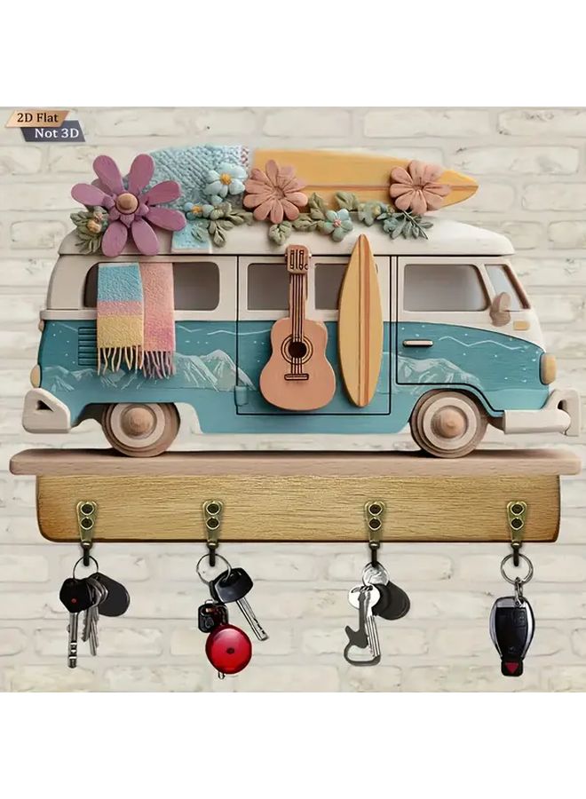 Multifunctional Home Key Rack With Four Metal Hooks Wall Decoration - Image 3