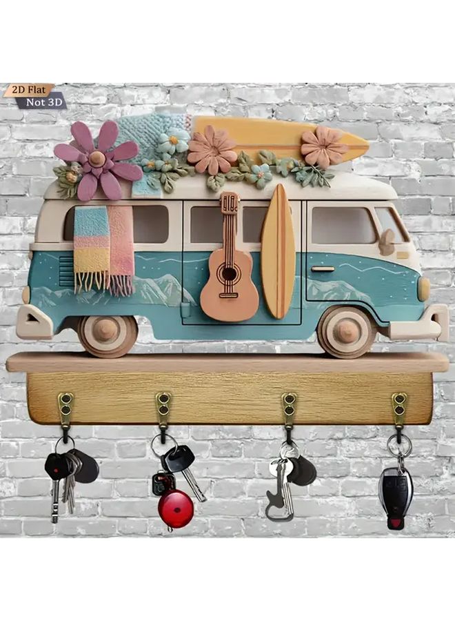 Multifunctional Home Key Rack With Four Metal Hooks Wall Decoration - Image 5