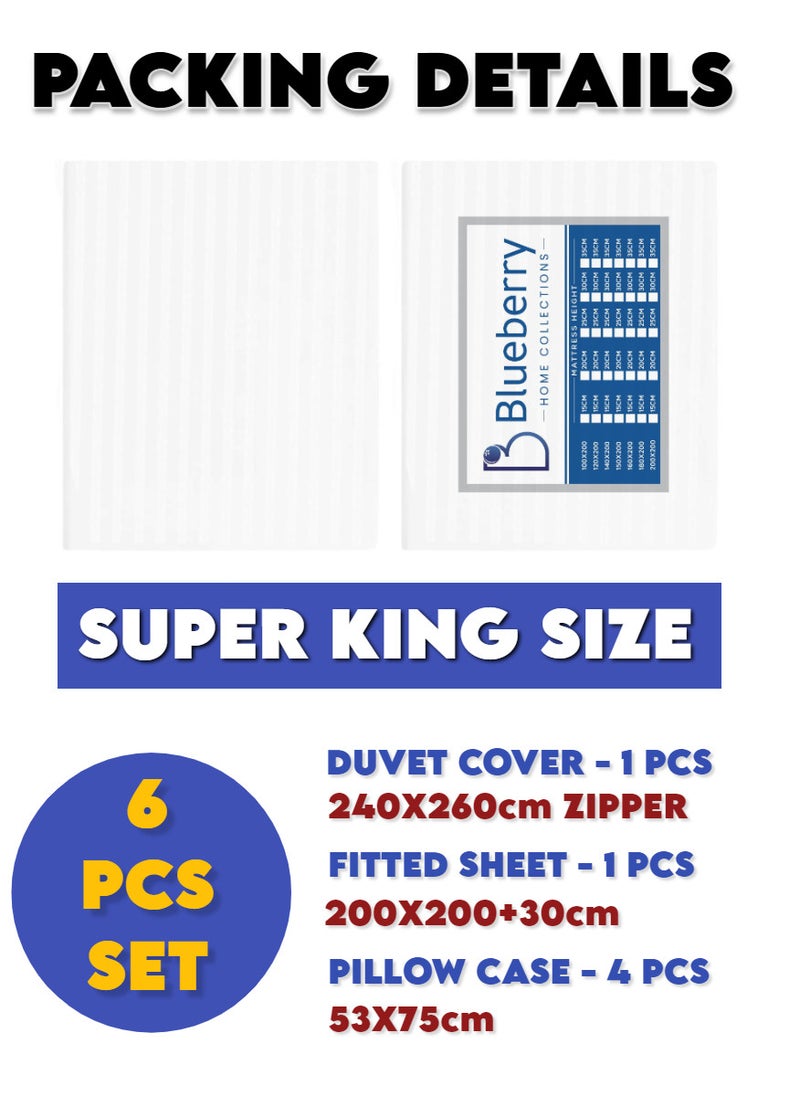Blueberry - 6 Pieces Super King Bed Sheet Set With Duvet Cover Bedding Set - Image 1