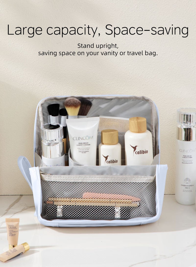 حقيبة مكياج كبيرة السعة ومحطة مكياج، منظم مكياج متعدد الوظائف ومجموعة مكياج، حقيبة مكياج محمولة مقاومة للماء، صندوق مكياج قائم، منظم طاولة الزينة، حقيبة مستحضرات تجميل للسفر، منظم مستحضرات تجميل، حقيبة مستحضرات تجميل متينة، حقيبة أدوات الزينة للنساء، السيدات - Image 2