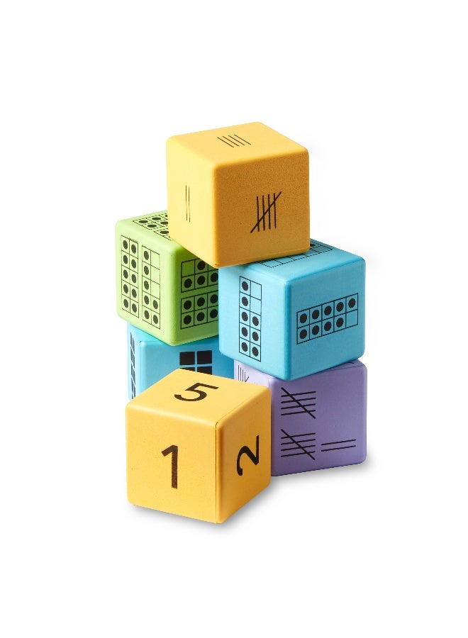 ليرننج ريسورسز موارد التعلم - نرد التمثيل المتعدد، مجموعة من 16 نردًا إسفنجيًا بعشرة إطارات، قاعدة عشرة، أرقام العد، والأرقام لبناء حس الأرقام، للأعمار من 5 سنوات فما فوق - Image 2