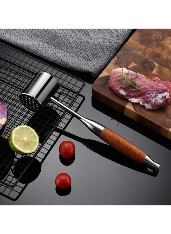 هومستر مطرقة تطرية لحم عصرية بسيطة | مطرقة مزدوجة الوجه من الستانلس ستيل 304 | مقبض وردي خشبي مريح ضد الانزلاق | مطرقة مطبخ متعددة الوظائف | تصميم سهل التنظيف بدون فواصل | مناسبة للستيك/الدجاج/الشواء | أداة طبخ غربية أساسية - Image 4