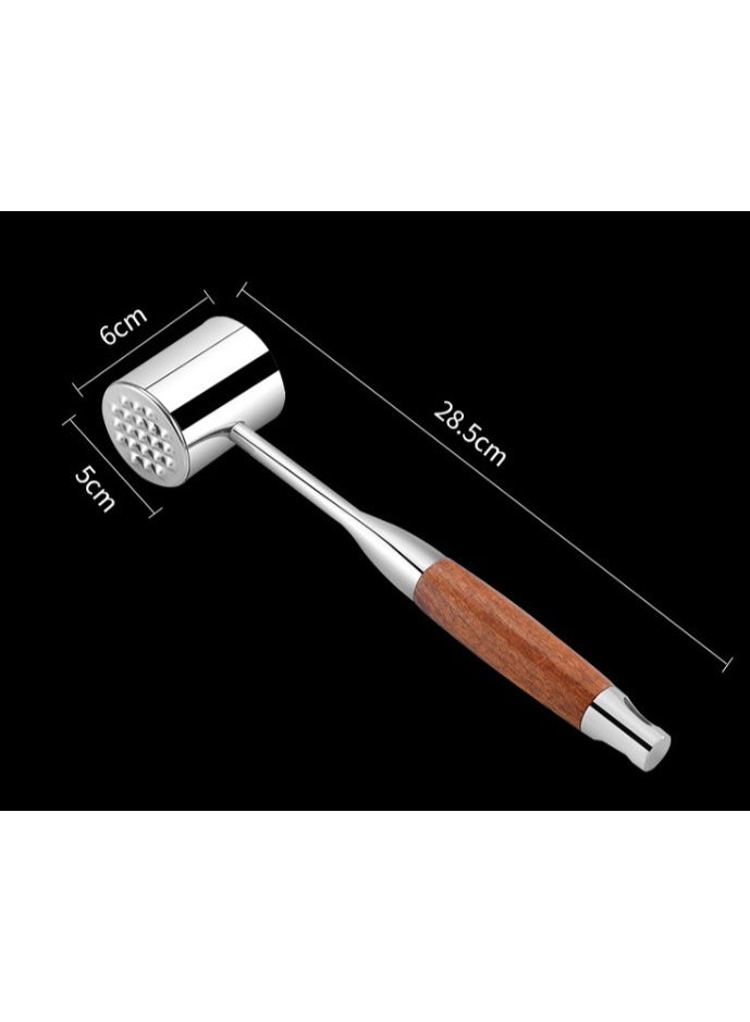 هومستر مطرقة تطرية لحم عصرية بسيطة | مطرقة مزدوجة الوجه من الستانلس ستيل 304 | مقبض وردي خشبي مريح ضد الانزلاق | مطرقة مطبخ متعددة الوظائف | تصميم سهل التنظيف بدون فواصل | مناسبة للستيك/الدجاج/الشواء | أداة طبخ غربية أساسية - Image 3