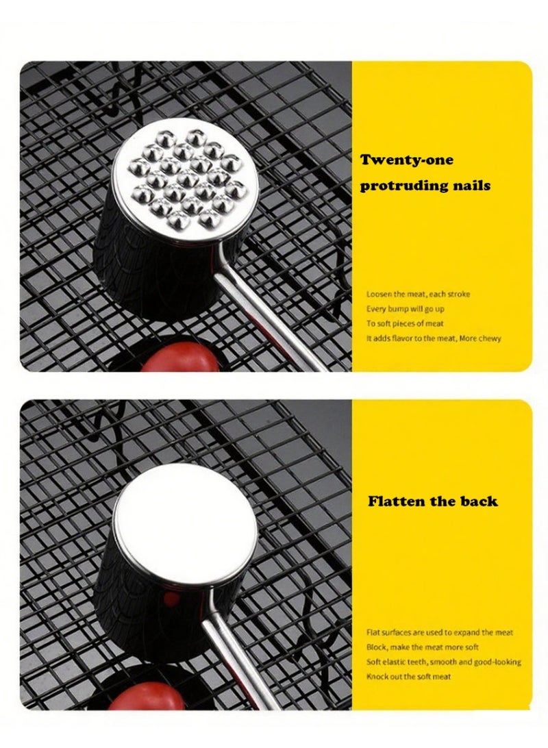 هومستر مطرقة تطرية لحم عصرية بسيطة | مطرقة مزدوجة الوجه من الستانلس ستيل 304 | مقبض وردي خشبي مريح ضد الانزلاق | مطرقة مطبخ متعددة الوظائف | تصميم سهل التنظيف بدون فواصل | مناسبة للستيك/الدجاج/الشواء | أداة طبخ غربية أساسية - Image 5