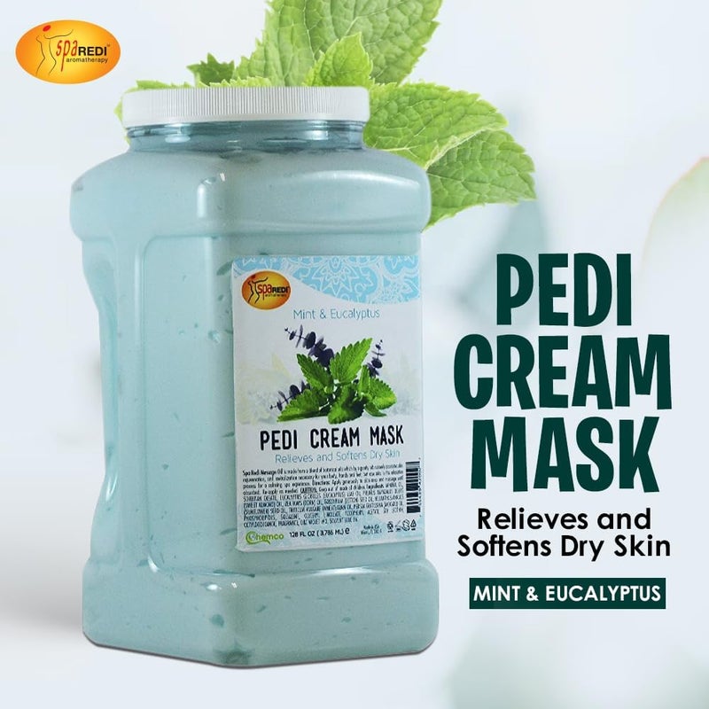 SPA REDI Cream Mask Pedicure Massage for Tired Feet and Body Hydrating Fresh Skin Infused with Hyaluronic Acid Amino Acids Panthenol Comfrey Extract Mint and Eucalyptus 1 GAL - Image 2