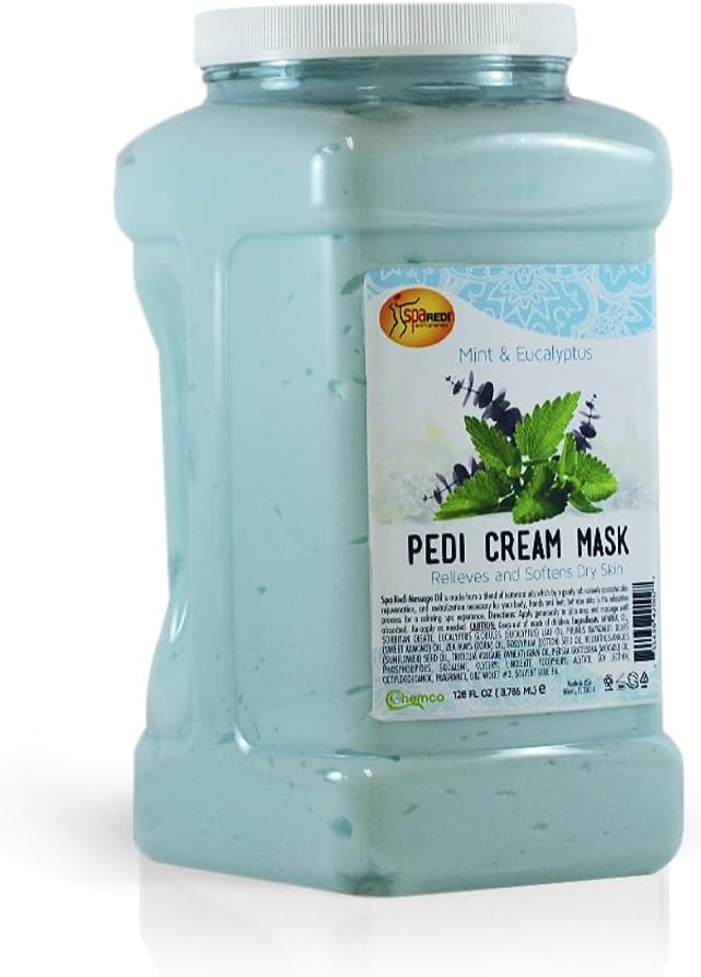 SPA REDI Cream Mask Pedicure Massage for Tired Feet and Body Hydrating Fresh Skin Infused with Hyaluronic Acid Amino Acids Panthenol Comfrey Extract Mint and Eucalyptus 1 GAL - Image 1