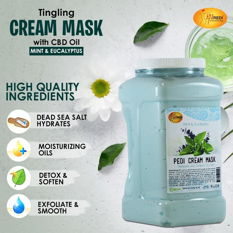 SPA REDI Cream Mask Pedicure Massage for Tired Feet and Body Hydrating Fresh Skin Infused with Hyaluronic Acid Amino Acids Panthenol Comfrey Extract Mint and Eucalyptus 1 GAL - Image 5