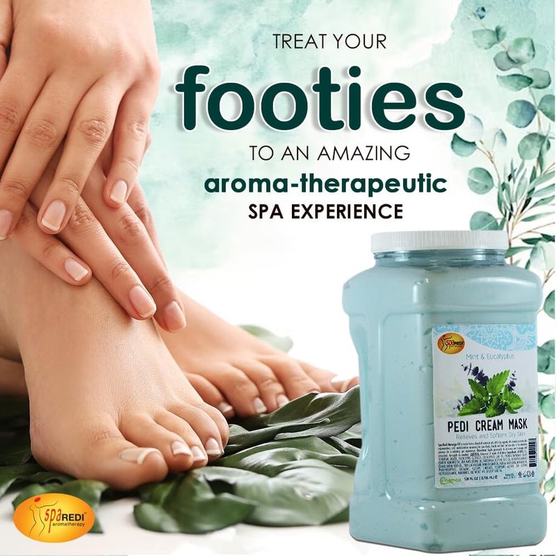 SPA REDI Cream Mask Pedicure Massage for Tired Feet and Body Hydrating Fresh Skin Infused with Hyaluronic Acid Amino Acids Panthenol Comfrey Extract Mint and Eucalyptus 1 GAL - Image 4