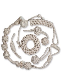 MAJIBAO Dog rope chew toys with Tough knot rope and Braided design, Durable tug-of-war with mixed textures for indoor/outdoor play, ideal for Teeth sharpening & cleaning 9Pcs (Beige)  - Image 1