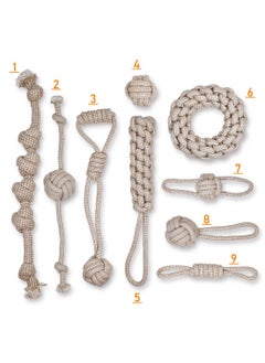 MAJIBAO Dog rope chew toys with Tough knot rope and Braided design, Durable tug-of-war with mixed textures for indoor/outdoor play, ideal for Teeth sharpening & cleaning 9Pcs (Beige)  - Image 3