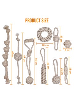 MAJIBAO Dog rope chew toys with Tough knot rope and Braided design, Durable tug-of-war with mixed textures for indoor/outdoor play, ideal for Teeth sharpening & cleaning 9Pcs (Beige)  - Image 2