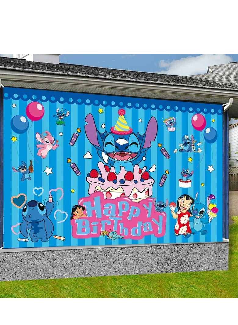 Stitch Banner Background Cloth Children's Birthday Party Photo Background Cloth-150x100cm  - Image 2