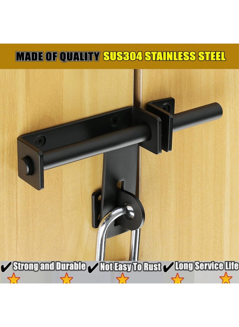Zikra Dual-Sided Heavy-Duty Slide Bolt Latch - Secure Padlock Barrel Bolt for Gates & Doors | Durable SUS304 Stainless Steel, Black Finish | Ideal for Fence Gate Safety & Security - Image 2