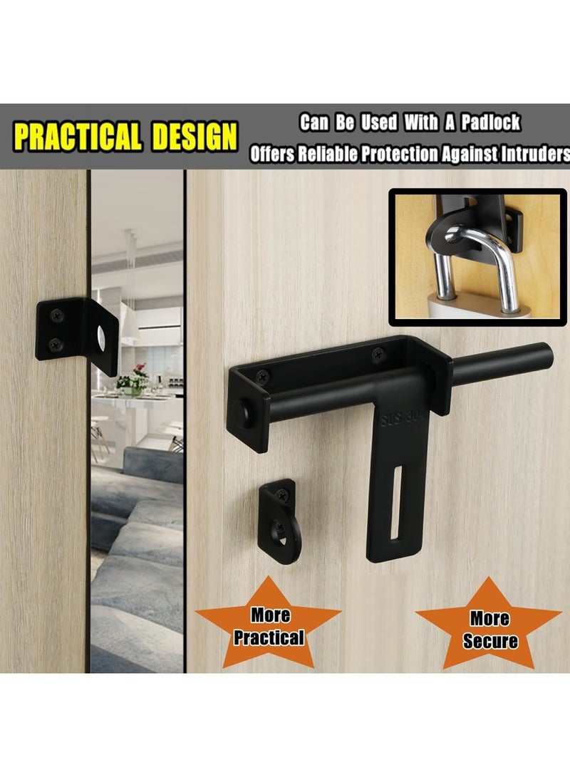 Zikra Dual-Sided Heavy-Duty Slide Bolt Latch - Secure Padlock Barrel Bolt for Gates & Doors | Durable SUS304 Stainless Steel, Black Finish | Ideal for Fence Gate Safety & Security - Image 4
