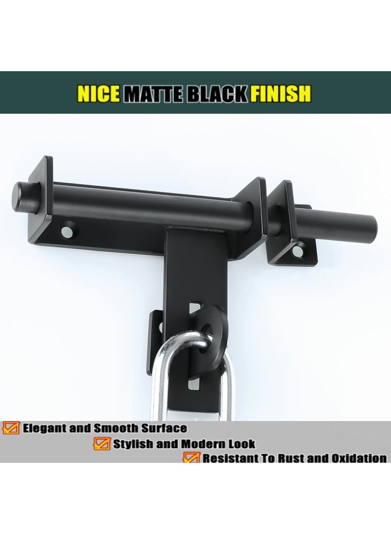 Zikra Dual-Sided Heavy-Duty Slide Bolt Latch - Secure Padlock Barrel Bolt for Gates & Doors | Durable SUS304 Stainless Steel, Black Finish | Ideal for Fence Gate Safety & Security - Image 3