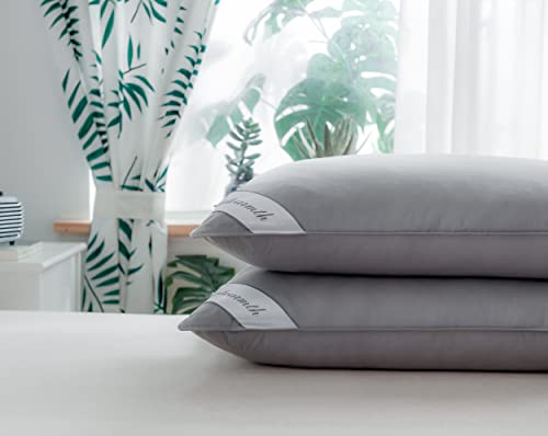 Eastwarmth Queen Size Goose Down Feather Pair Pillows Grey Color Bedding Hotel Pillows 100% Cotton Cover Set of Two 20x30inch - Image 3