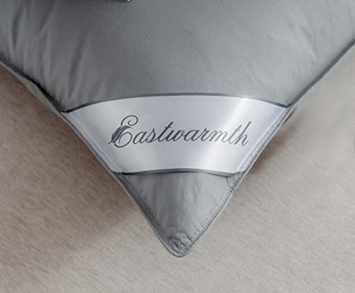 Eastwarmth Queen Size Goose Down Feather Pair Pillows Grey Color Bedding Hotel Pillows 100% Cotton Cover Set of Two 20x30inch - Image 5