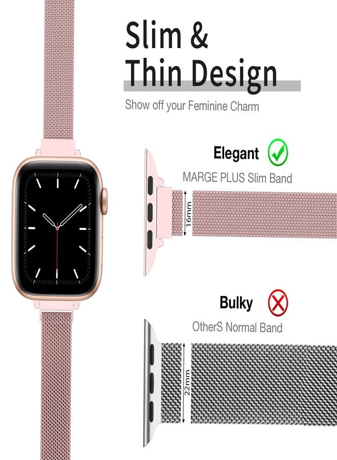 MARGE PLUS Slim Milanese Loop Compatible with Apple Watch Band for women 41mm 41mm 38mm 42mm 46mm 45mm 44mm, Stainless Steel Magnetic Mesh Strap work on iWatch Series 11 10 9 8 7 6 5 4 3 & SE 3 2 1 - Image 2