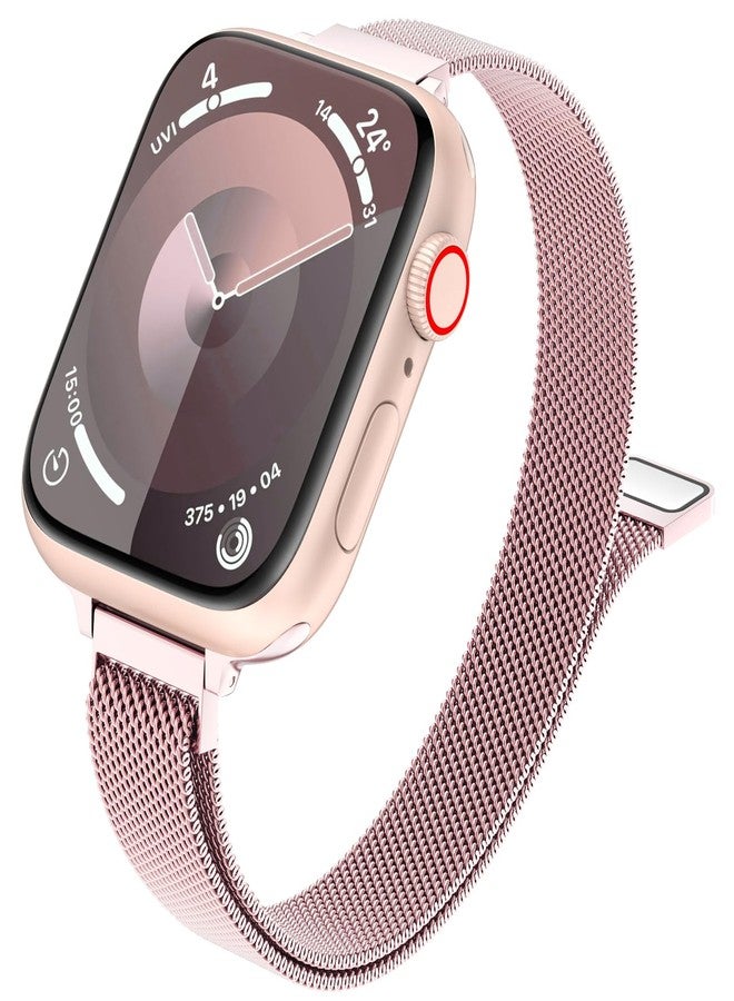 MARGE PLUS Slim Milanese Loop Compatible with Apple Watch Band for women 41mm 41mm 38mm 42mm 46mm 45mm 44mm, Stainless Steel Magnetic Mesh Strap work on iWatch Series 11 10 9 8 7 6 5 4 3 & SE 3 2 1 - Image 1