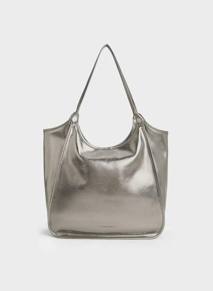 Charles & Keith Siana Metallic Crinkle Effect Slouchy Tote Bag camera bag - Image 1