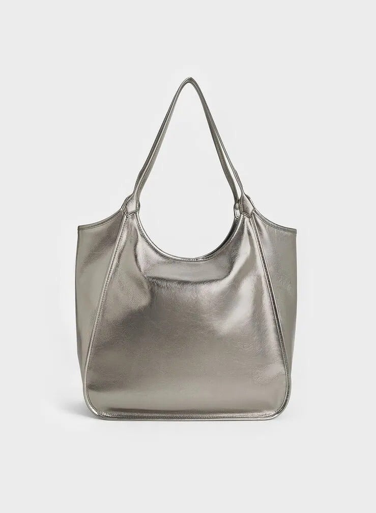 Charles & Keith Siana Metallic Crinkle Effect Slouchy Tote Bag camera bag - Image 3