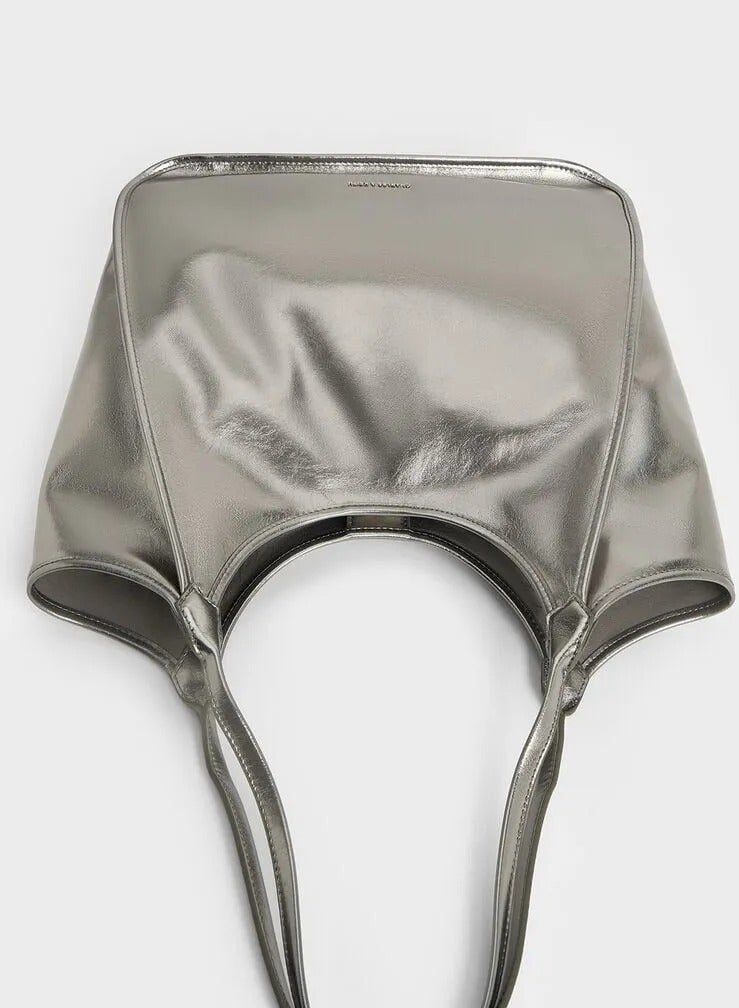 Charles & Keith Siana Metallic Crinkle Effect Slouchy Tote Bag camera bag - Image 4