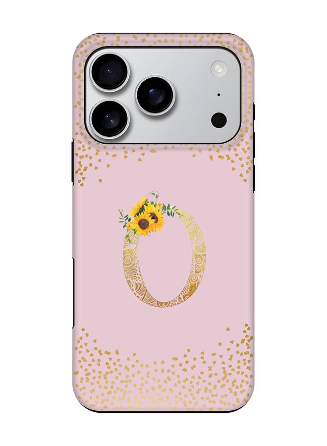 Stylizedd Tough Pro Magnetic Case for iPhone 17 Pro, Dual Layer hybrid PC + TPU Mobile Cover Matte - Custom Floral Monogram - O  (Pink )