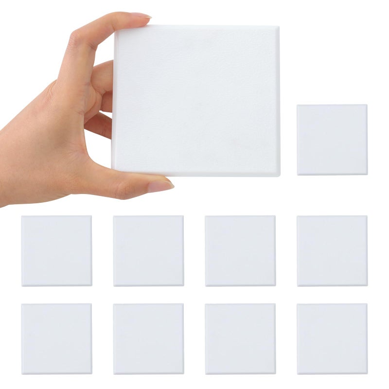 HOME MASTER HARDWARE Self Adhesive Wall Protector Square 4 inch, 10 Pack Door Handle Wall Shield Guard Door Stop, Rigid Vinyl Wall Protection Pad White - Image 1