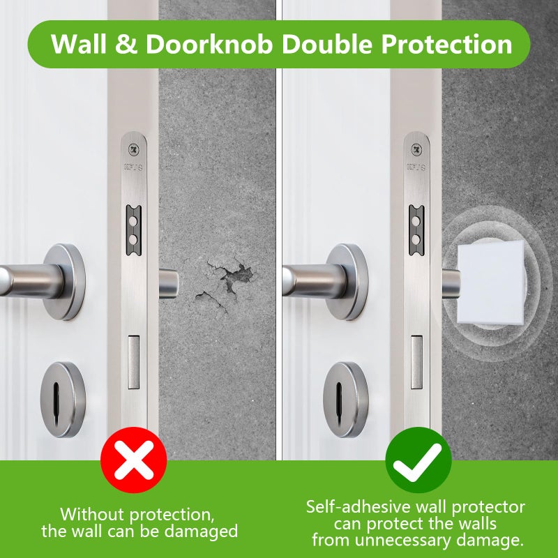 HOME MASTER HARDWARE Self Adhesive Wall Protector Square 4 inch, 10 Pack Door Handle Wall Shield Guard Door Stop, Rigid Vinyl Wall Protection Pad White - Image 3