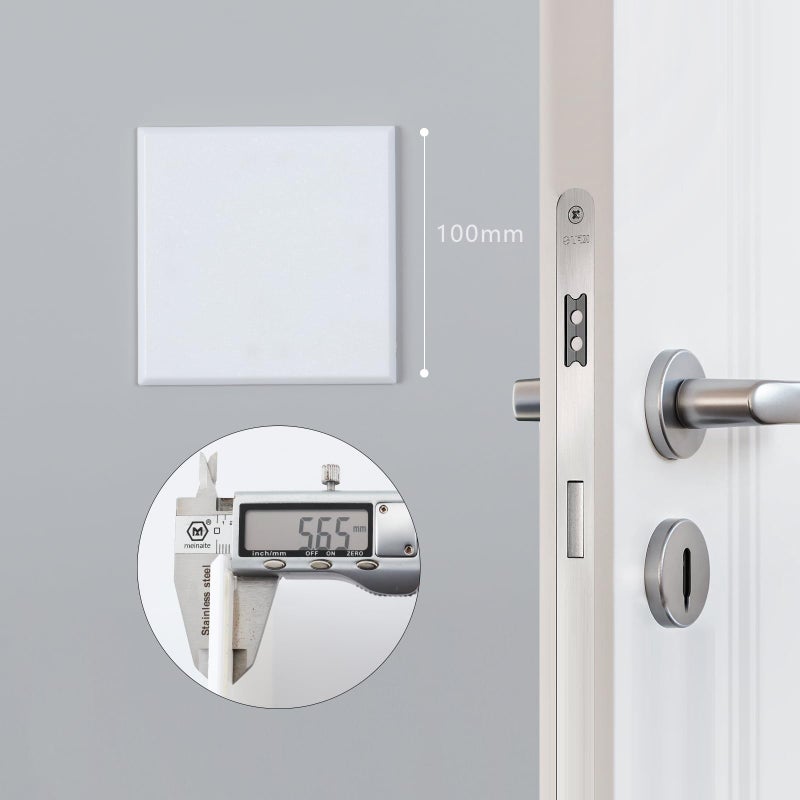 HOME MASTER HARDWARE Self Adhesive Wall Protector Square 4 inch, 10 Pack Door Handle Wall Shield Guard Door Stop, Rigid Vinyl Wall Protection Pad White - Image 5