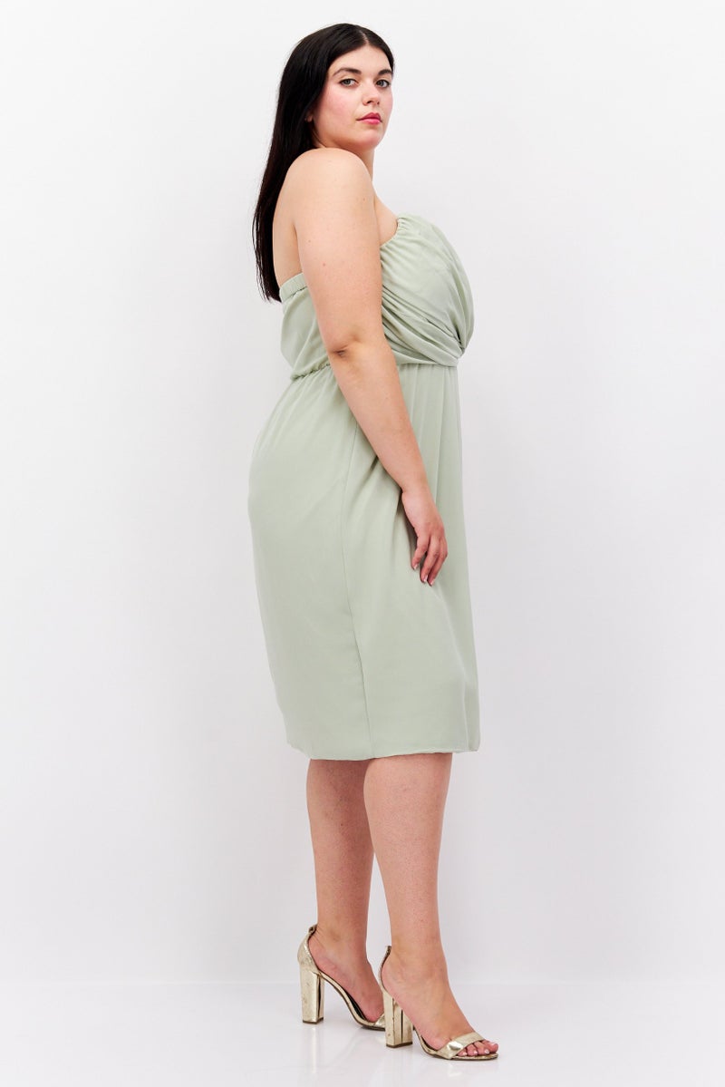 TFNC Women Plus Size Plain Midi Dress, Light Green - Image 3
