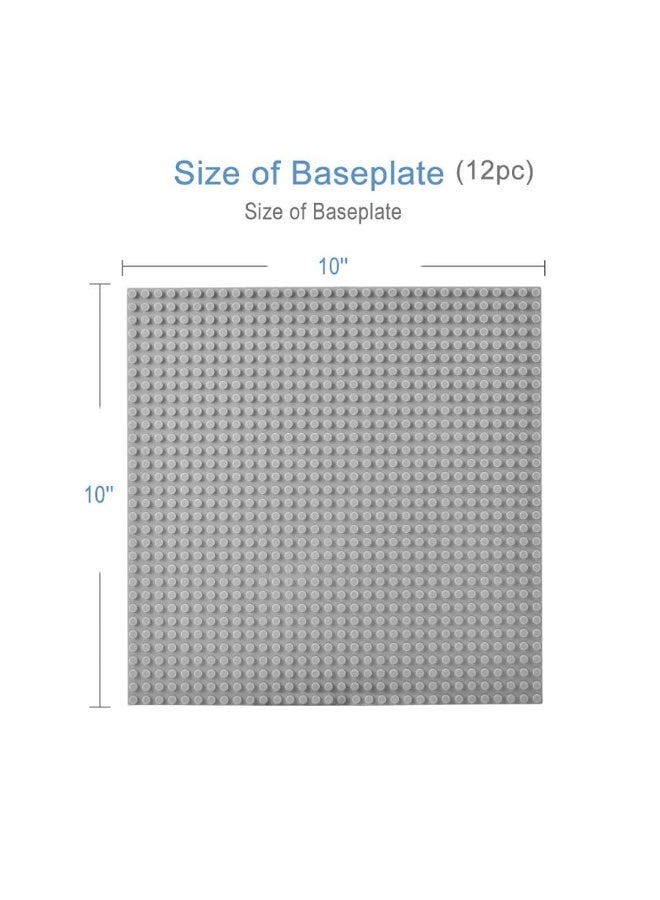 Lekebaby Classic Baseplates Building Base Plates for Building Bricks 100% Compatible with Major Brands-Baseplates 10" x 10", Pack of 12-Grey - Image 3