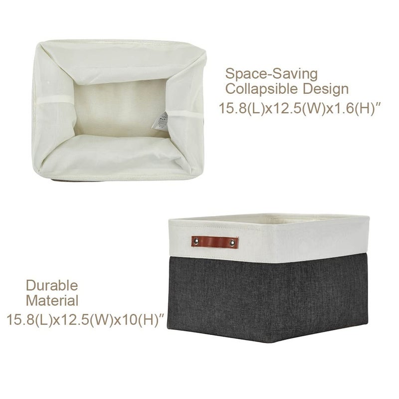 DECOMOMO Storage Baskets for Shelves - Fabric Storage Bins, Linen Closet Organizers and Storage (Black & White, XL - 3 Pack) - Image 5