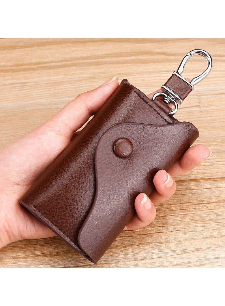 HIHILOOK Vintage Genuine Leather Wallet Women Keychain - Image 1