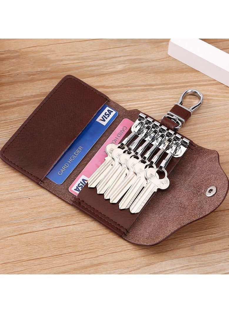 HIHILOOK Vintage Genuine Leather Wallet Women Keychain - Image 2