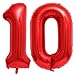 Lovoir Red 10 Number Balloons 40 Inch Giant Number 10 Balloons Foil Mylar Helium Red Number Balloons for 10th Birthday Party Supplies Anniversary Event Celebration Decorations - Image 2