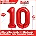 Lovoir Red 10 Number Balloons 40 Inch Giant Number 10 Balloons Foil Mylar Helium Red Number Balloons for 10th Birthday Party Supplies Anniversary Event Celebration Decorations - Image 4