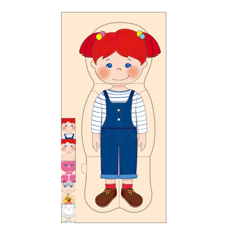 Wooden Human Body Structure Skeleton Men And Women Grow Hungry Caterpillar Multi-Layer Puzzle Early Education Toys - Image 4