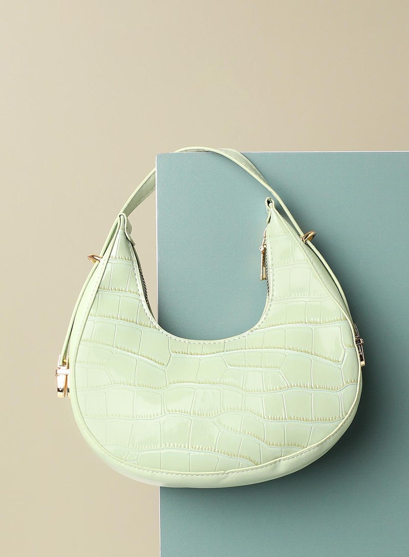Haute Sauce Green Textured Vegan Leather Handbag - Image 4