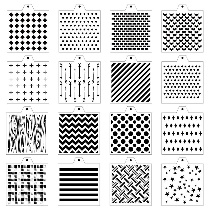 NEGEMEL 16 Pcs Cookie Stencil Baking Stencils for Royal Icing Cookies, Airbrush Cookies, PYO Cookies,Craft Painting Stencil, Biscuit Cake Stencil,Compatible with Stencil Holder Genie Frame (5.5 x 5.5 Inch)  - Image 1