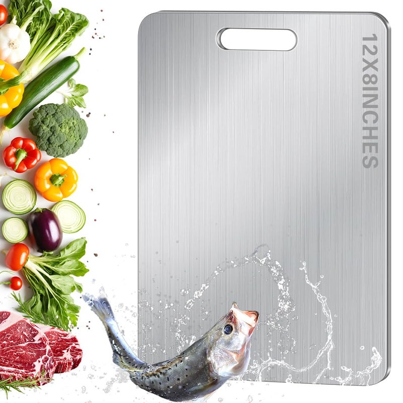 BLOCE Titanium Cutting Board for Kitchen, Non Stick Chopping Board, Upgrade Double Sided Food-Grade Titanium Board for Kitchen for Meat Cheese Vegetable (Medium) - Image 1