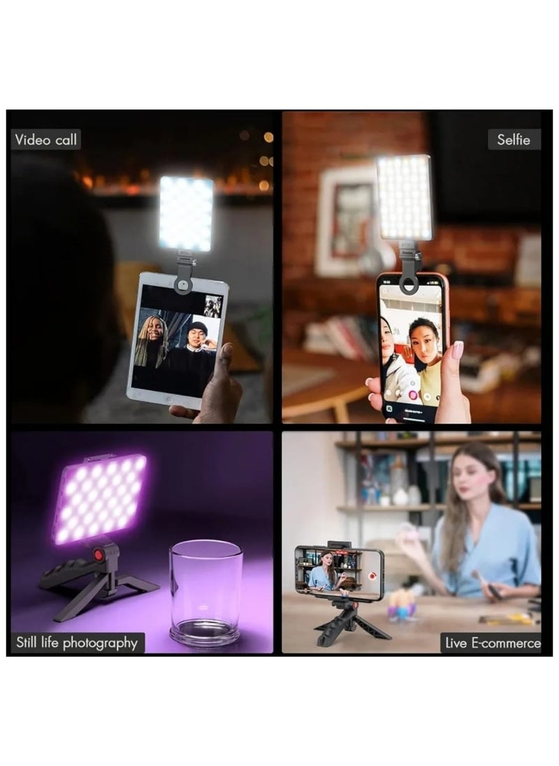 traditious - Portable Rechargeable RGB Selfie Light – 2500K-9000K Dimmable Full Color Video Light for Phone, Laptop, Tablet & Camera | Clip-On LED for Selfies, Vlogs, Video Conferencing - Image 1