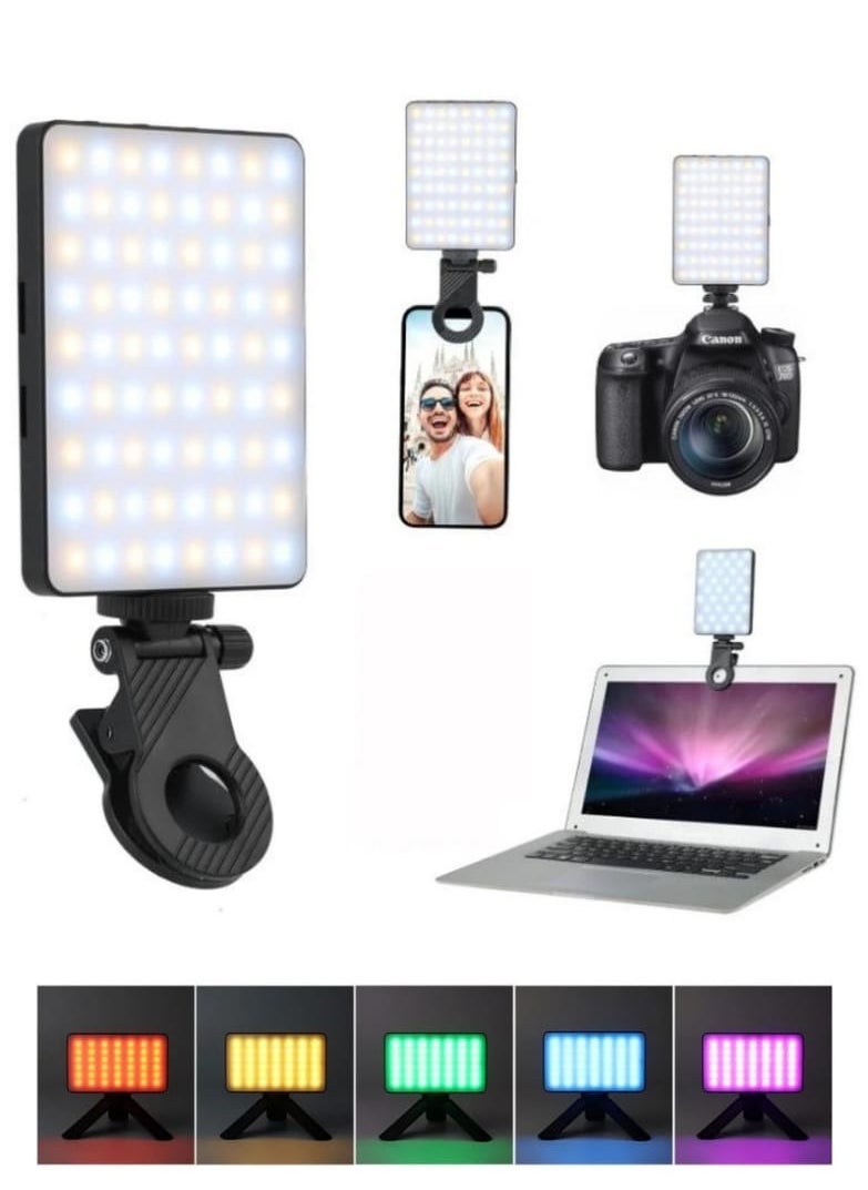 traditious Portable Rechargeable RGB Selfie Light – 2500K-9000K Dimmable Full Color Video Light for Phone, Laptop, Tablet & Camera | Clip-On LED for Selfies, Vlogs, Video Conferencing  - Image 1