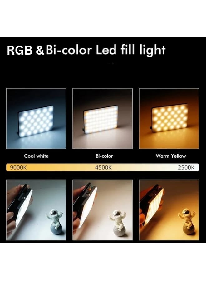 traditious Portable Rechargeable RGB Selfie Light – 3200K-6500K Dimmable Full Color Video Light for Phone, Laptop, Tablet & Camera | Clip-On LED for Selfies, Vlogs, Video Conferencing - RGB - Image 3