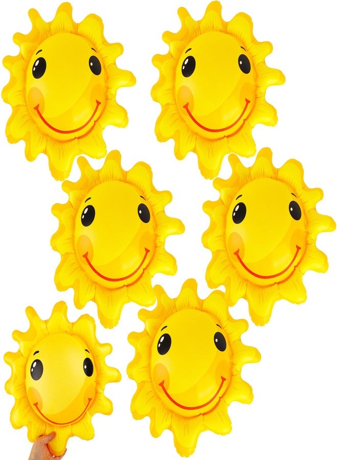 Feradny 6 Pack 16 inch Inflatable Sun Beach Balls Sun Shaped Mini Beach Ball Pool Balls for Summer Pool Games Birthday Pool Party Supplies - Image 1