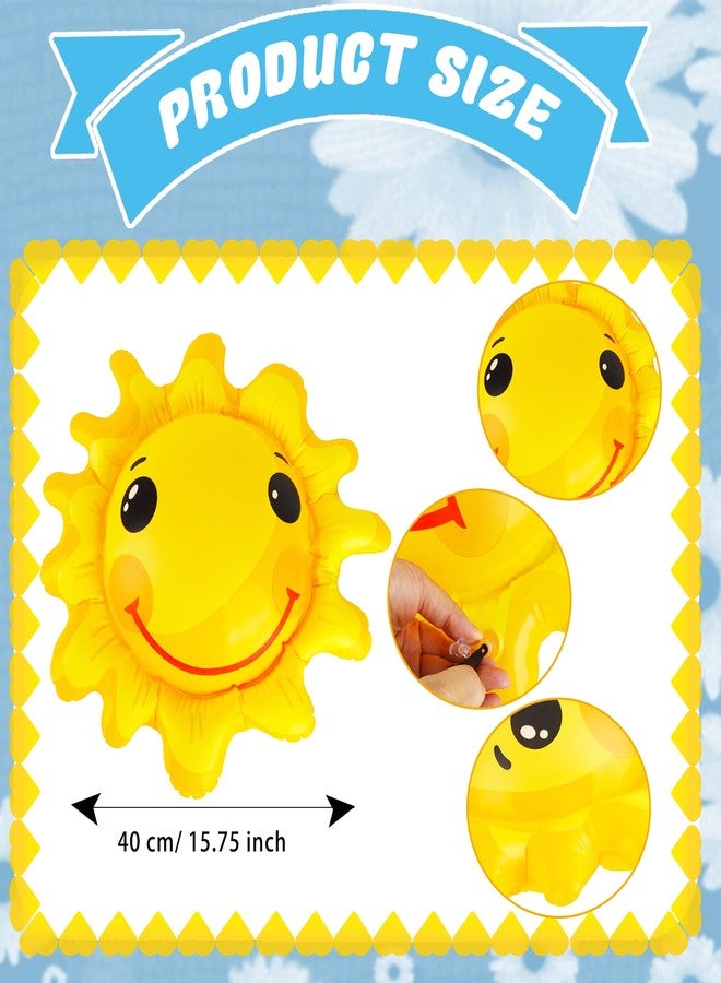 Feradny 6 Pack 16 inch Inflatable Sun Beach Balls Sun Shaped Mini Beach Ball Pool Balls for Summer Pool Games Birthday Pool Party Supplies - Image 2
