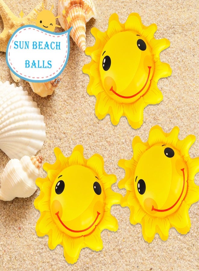 Feradny 6 Pack 16 inch Inflatable Sun Beach Balls Sun Shaped Mini Beach Ball Pool Balls for Summer Pool Games Birthday Pool Party Supplies - Image 3