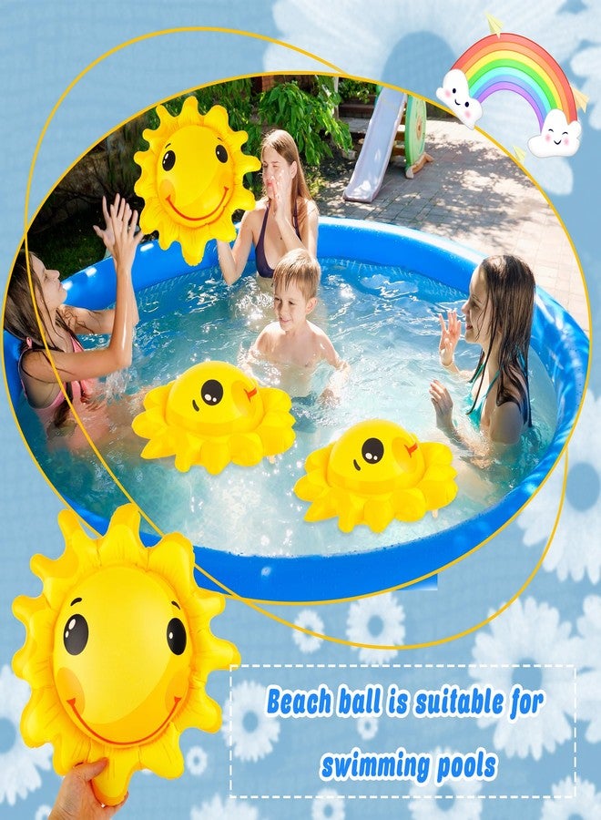 Feradny 6 Pack 16 inch Inflatable Sun Beach Balls Sun Shaped Mini Beach Ball Pool Balls for Summer Pool Games Birthday Pool Party Supplies - Image 4